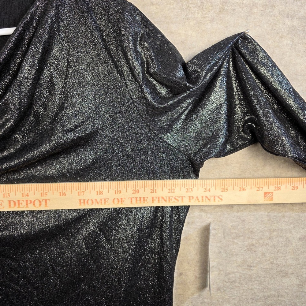 Chicos Top Size XL (Chico's 3) Cowl Neck Shimmer Black Long Sleeve - Picture 8 of 10